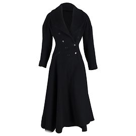 Alaïa Vintage Double-Breasted Coat in Black Wool Black