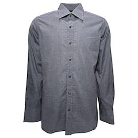 Tom Ford-Tom Ford Button-Down Long Sleeve Shirt in Grey Lyocell-Grey