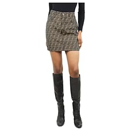 Fendi-Brown FF monogram mini skirt - size UK 10-Brown
