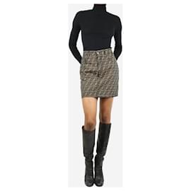 Fendi-Brown FF monogram mini skirt - size UK 10-Brown