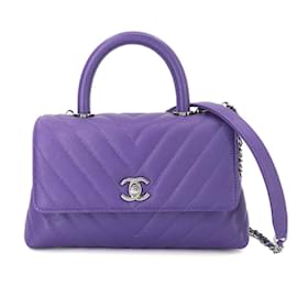 Chanel-Chanel Coco Handle Chevron Shoulder Bag-Purple
