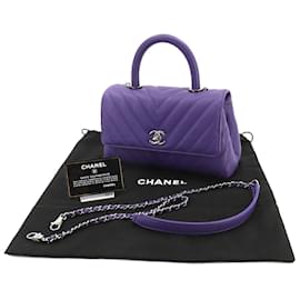 Chanel-Chanel Coco Handle Chevron Shoulder Bag-Purple