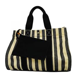 Hermès Borsa Tote Hermes Cannes MM in tela Nero Bianco
