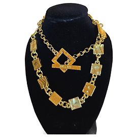 Autre Marque Biche de Bere Gold Plated Square Link Necklace Golden