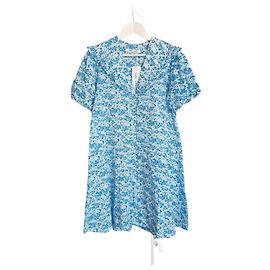 Samsoe & Samsoe Vestido mini de algodón floral blanco y azul Jytta de Samsoe Samsoe Blanco Azul claro