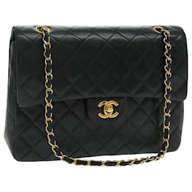 Chanel-CHANEL Matrasse Chain Shoulder Bag Lamb Skin Black Gold CC Auth bs19047A-Black,Golden