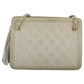 Chanel-CHANEL Matelasse Chain Shoulder Bag Lamb Skin Beige Gold CC Auth 97457-Beige,Golden