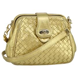Autre Marque-BOTTEGA VENETA INTRECCIATO Shoulder Bag Leather Gold Auth 97945-Golden