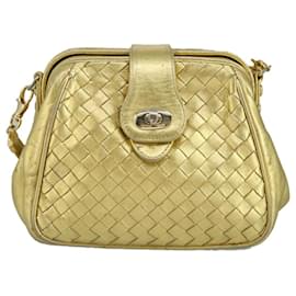 Autre Marque-BOTTEGA VENETA INTRECCIATO Shoulder Bag Leather Gold Auth 97945-Golden