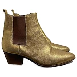 Saint Laurent-SAINT LAURENT Ankle boots T.EU 37 Leather-Golden