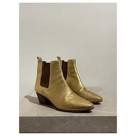 Saint Laurent-SAINT LAURENT Ankle boots T.EU 37 Leather-Golden