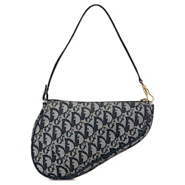 Dior-Blue Dior Mini Oblique Saddle Pochette Shoulder Bag-Blue