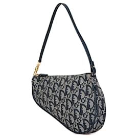 Dior-Blue Dior Mini Oblique Saddle Pochette Shoulder Bag-Blue