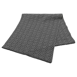 Fendi-Black Fendi FF Jacquard Wool Scarf Scarves-Black