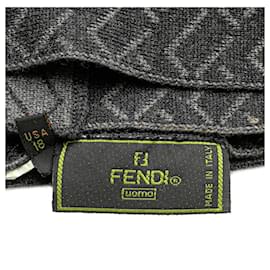 Fendi-Black Fendi FF Jacquard Wool Scarf Scarves-Black