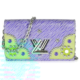 Louis Vuitton-Louis Vuitton Blue Epi Studded Twist Chain Wallet-Blue