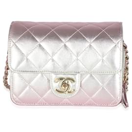 Chanel-Chanel Gold Pink Ombre Metallic Lambskin Like A Wallet Flap Bag-Other
