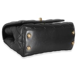 Chanel-Chanel Black Quilted Lambskin Extra Mini Strass Coco Handle Flap Bag-Black