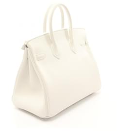 Hermès-Hermes Birkin 25 Handbag in White Swift Leather-White