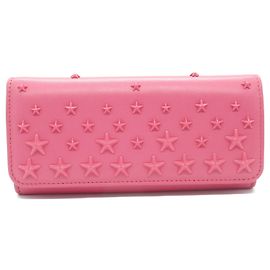 Cartera larga con cremallera y estrellas rosas Jimmy Choo Rosa