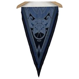 Hermès-Giant triangle "Washington's Carriage" Hermès scarf-Black,Grey,Navy blue