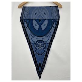 Hermès-Giant triangle "Washington's Carriage" Hermès scarf-Black,Grey,Navy blue