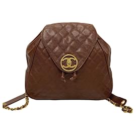 Chanel-Chanel Caviar Leather Backpack Brown-Brown