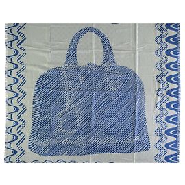 Sciarpa Alma stampata blu e bianca Louis Vuitton - anni '10 Bianco