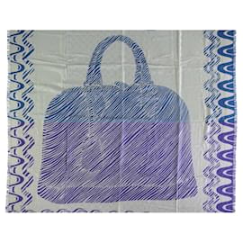 Louis Vuitton-Louis Vuitton Blue and White Alma Print Scarf - '10s-White