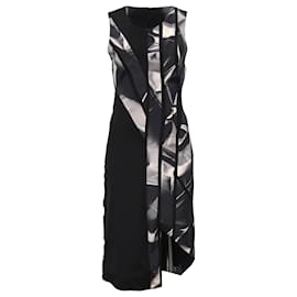 Autre Marque- Dion Lee Optical Midi Sleeveless Shift Dress in Multicolor Silk-Multiple colors