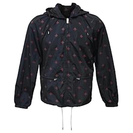Gucci-Gucci Wasp Print Windbreaker Jacket In Navy Blue Nylon-Blue,Navy blue