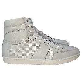 Sneakers alte Saint Laurent SL/10H in pelle bianca Bianco Crudo