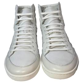 Saint Laurent-Saint Laurent SL/10H High Top Sneakers in White Leather-White,Cream