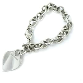 Tiffany & Co-Pulseira de prata SV925 com tag em forma de coração Tiffany & Co-Prata,Metálico
