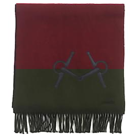 Hermès-Hermes Mors Cuir Brode Cashmere Scarf-Red