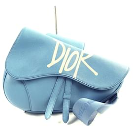 Christian Dior-Dior Saddle Bag Leather Shoulder Bag-Blue