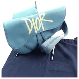 Christian Dior-Dior Saddle Bag Leather Shoulder Bag-Blue