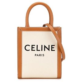 Céline Celine Mini Vertical Cabas Canvas Handbag Brown