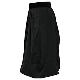 Louis Vuitton- Louis Vuitton Midi Full Skirt in Black Cotton-Black