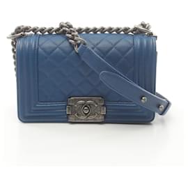 Chanel-Chanel Boy Small Chevron Shoulder Bag-Blue