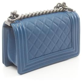 Chanel-Chanel Boy Small Chevron Shoulder Bag-Blue