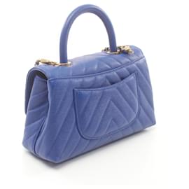 Chanel-Chanel Coco Handle V-Stitch Leather Handbag-Blue