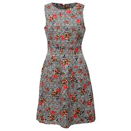 Oscar De La Renta Printed Mini A-Line Dress in Multicolor Wool Multiple colors
