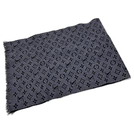 Louis Vuitton-Louis Vuitton Monogram Logo Scarf M78525-Blue