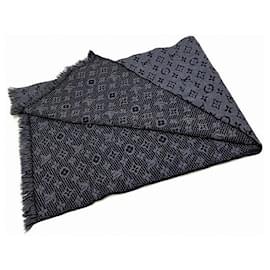 Louis Vuitton-Louis Vuitton Monogram Logo Scarf M78525-Blue