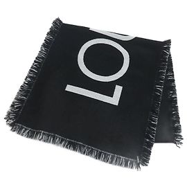Sciarpa in cashmere e lana con frange Louis Vuitton M71580 Nero