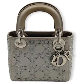 Dior-Dior Rhinestone Mini Lady Dior Bag - '10s-Grey