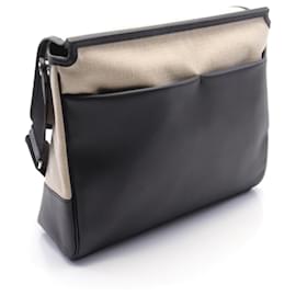 Hermès-Hermes Messenger Shoulder Bag Beige/Black-Brown,Beige