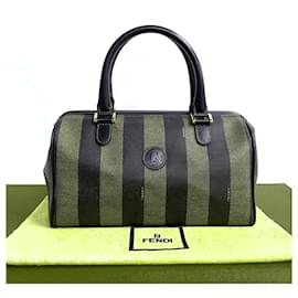 Fendi-Sac Boston Mini en cuir avec logo FF Pequin de Fendi-Noir