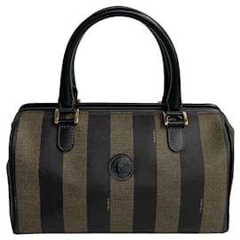 Fendi-Sac Boston Mini en cuir avec logo FF Pequin de Fendi-Noir
